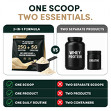 One scoop, two essentials: Nutrition On The Go Vanilla 2-in-1 pouch compared with buying separate whey protein and creatine containers