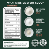 Supplement facts and ingredients for the Chocolate 30-serving pouch, 1 scoop per serving