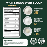 Supplement facts and ingredients for the Vanilla 30-serving pouch, 1 scoop per serving