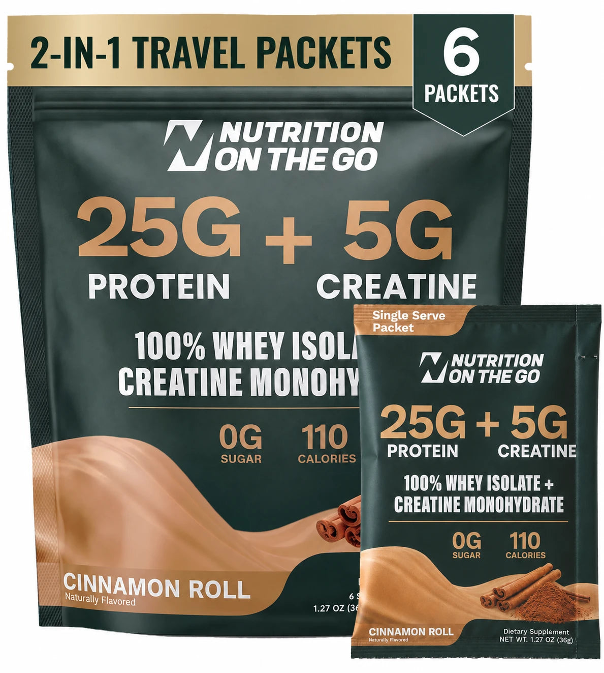 Cinnamon Roll 6-pack of whey protein + creatine packets