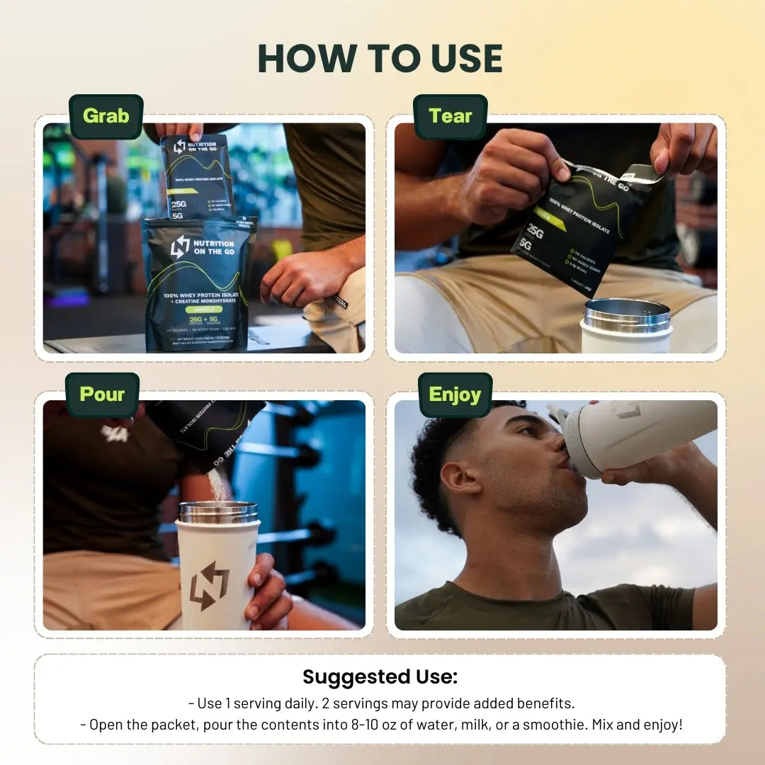6-Pack Sampler: Protein & Creatine Single-Serve Packets Nutrition On The Go™