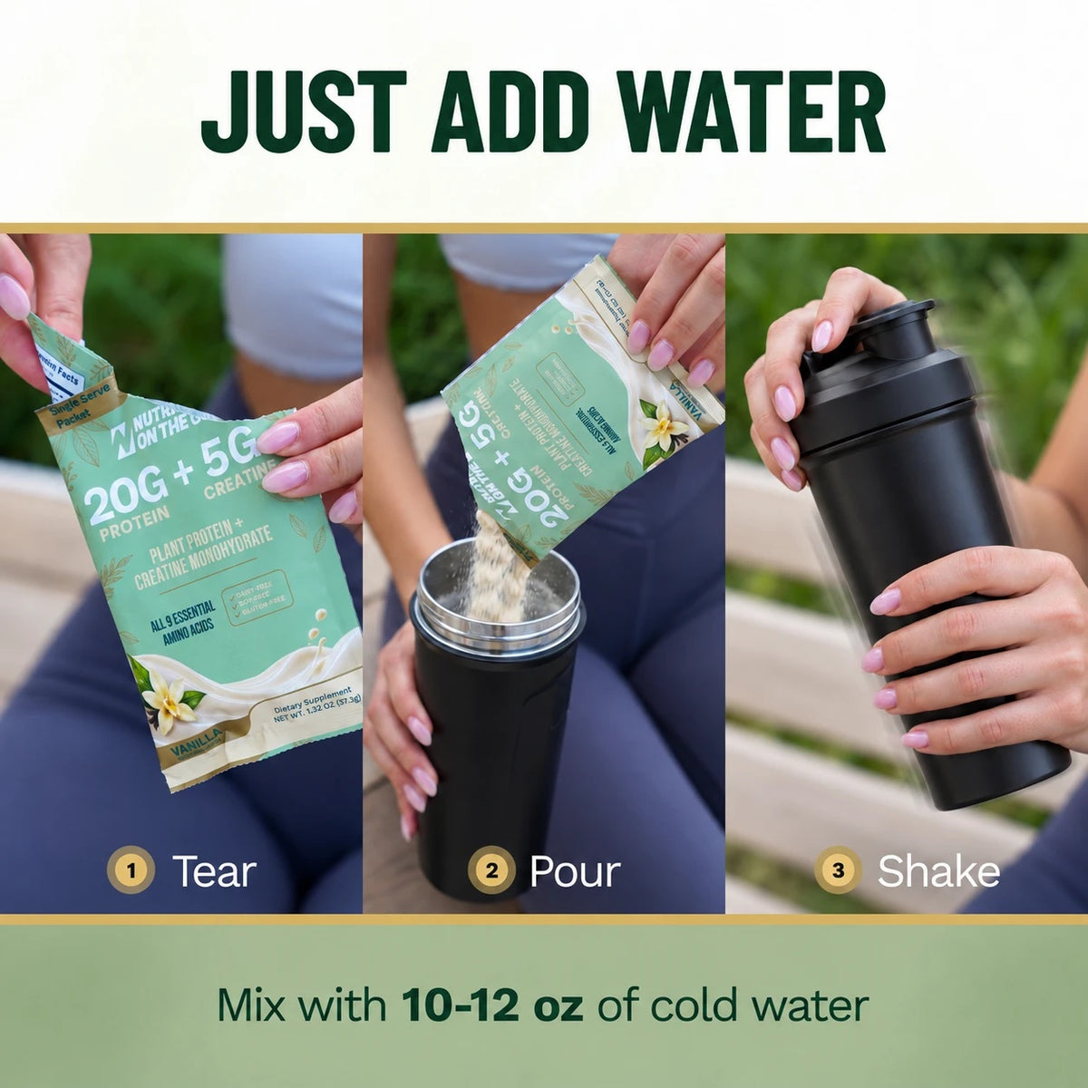 flavor:Vanilla | Tear, pour, shake. Mix one Vanilla vegan packet with 10 to 12 oz of cold water